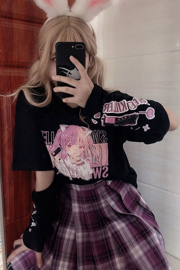 T Shirt Egirl + Couvre Bras - Anime Style