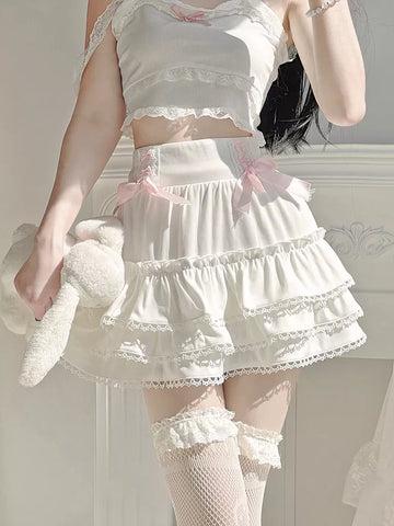 Jupe Egirl - Ruban Dentelle Blanche