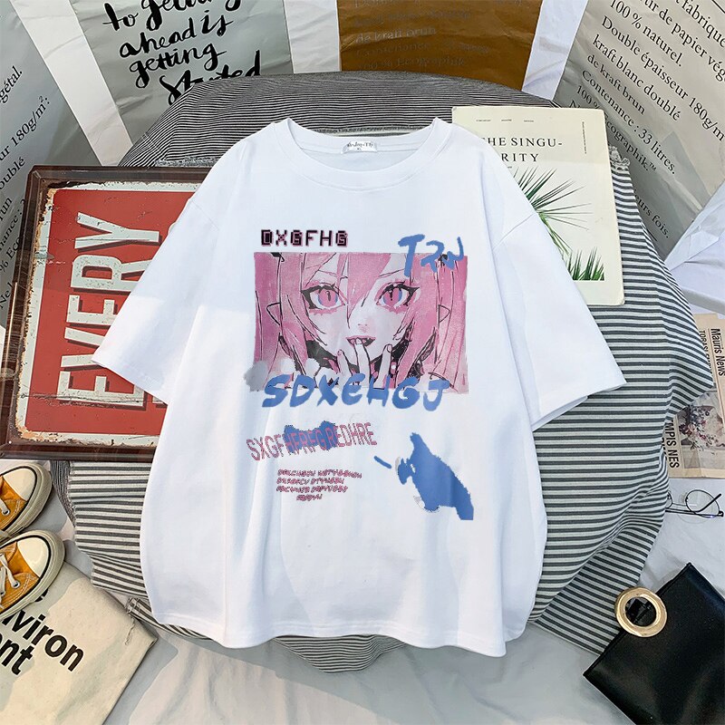 T Shirt Blanc Egirl - Harajuku Style 